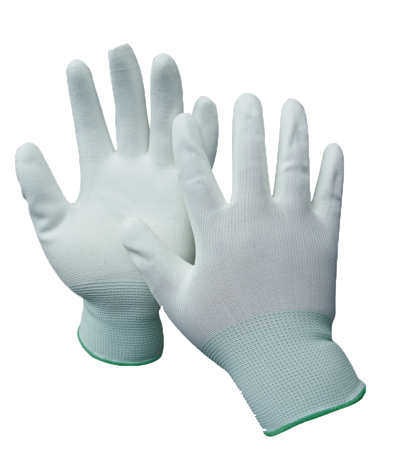 #1011W   WHITE PU DIPPED GLOVES